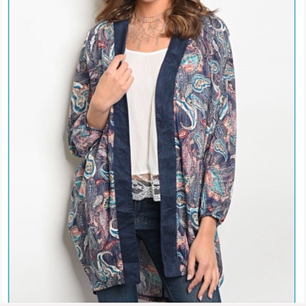 Work Play Boho Paisley Cardigan Kimono SML - Picture 5 of 8